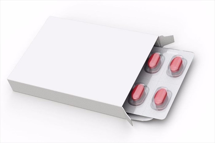 Example box of antibiotic pills.
