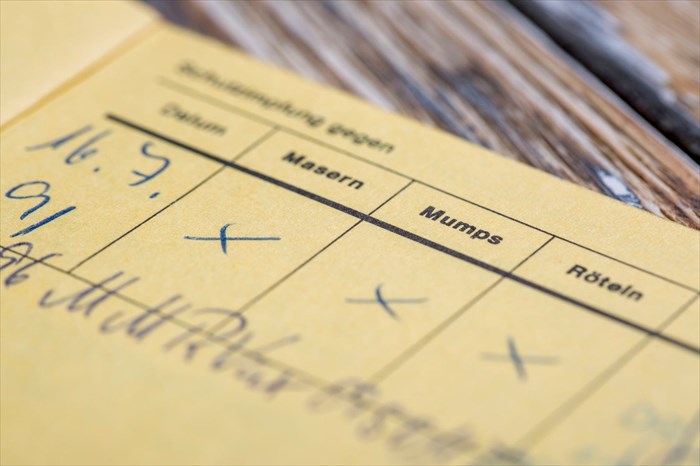 International Certificate example of vaccination for Measles Mumps Rubella (MMR)