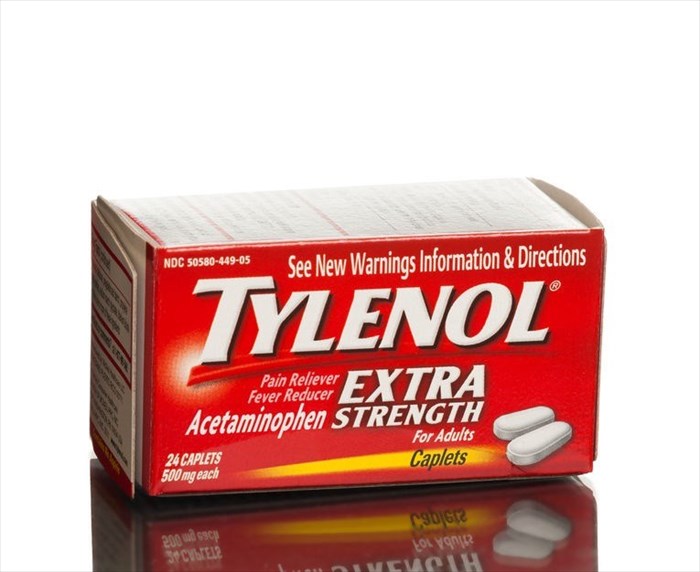 Box of Tylenol caplets, extra strength.