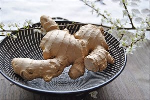 Ginger root in a basket.